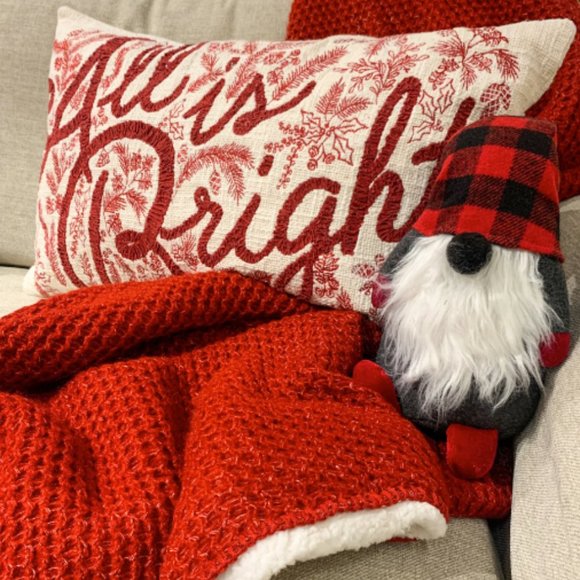 Pottery Barn All is Bright Embroidered Lumbar Throw Pillow Cover - Picture 7 of 14